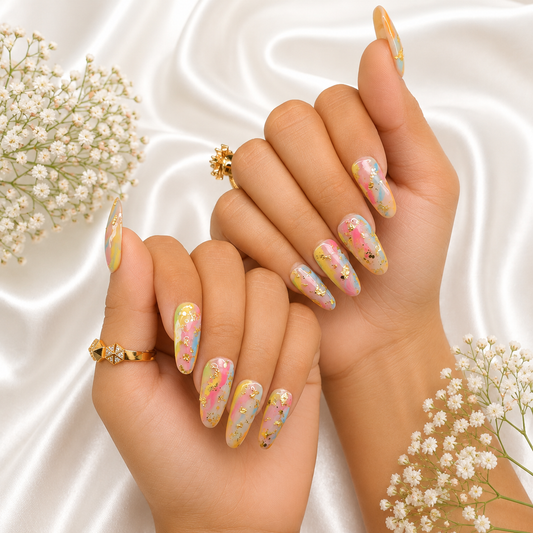 Pastel Luxe Gold Foil Nail