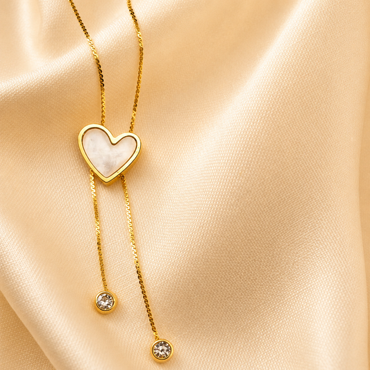 Pearl Heart Lariat Necklace