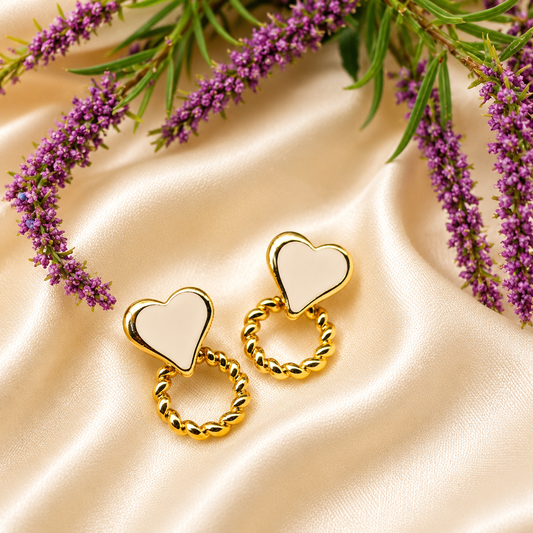 Ruby Heart Hoops