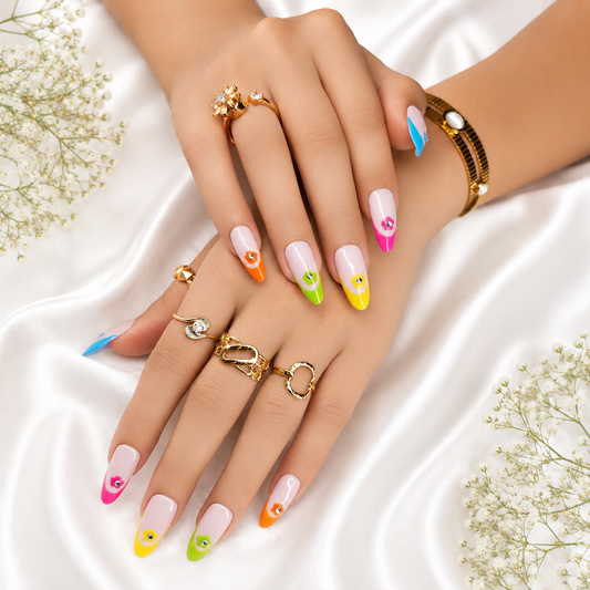 Rainbow Blossom French Tips