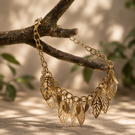 Golden Leaf Charm Bracelet