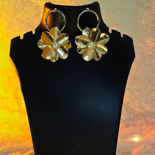 Golden Daisy Hoops
