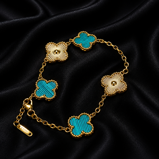 Midnight Ruby Clover Bracelet