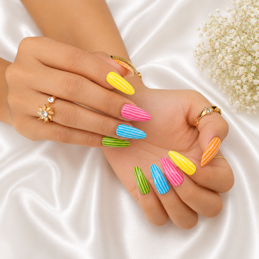 Candy Stripe Pop Nails