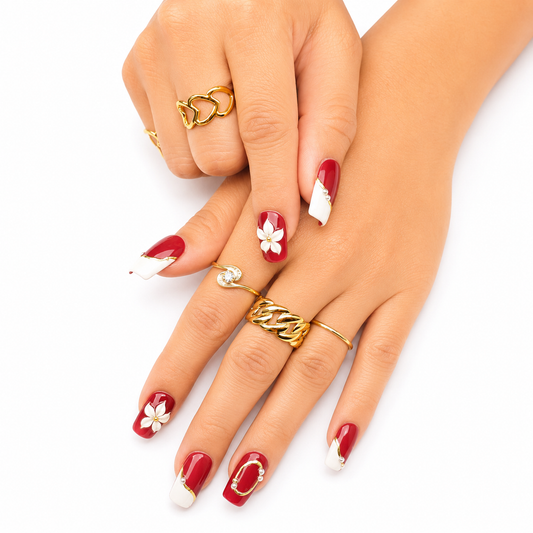 Ruby Blossom Nails