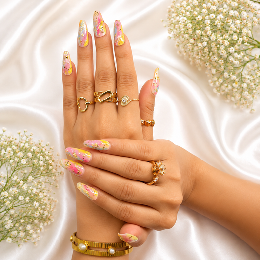 Pastel Luxe Gold Foil Nail