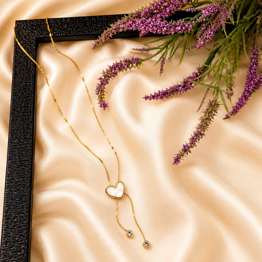 Pearl Heart Lariat Necklace