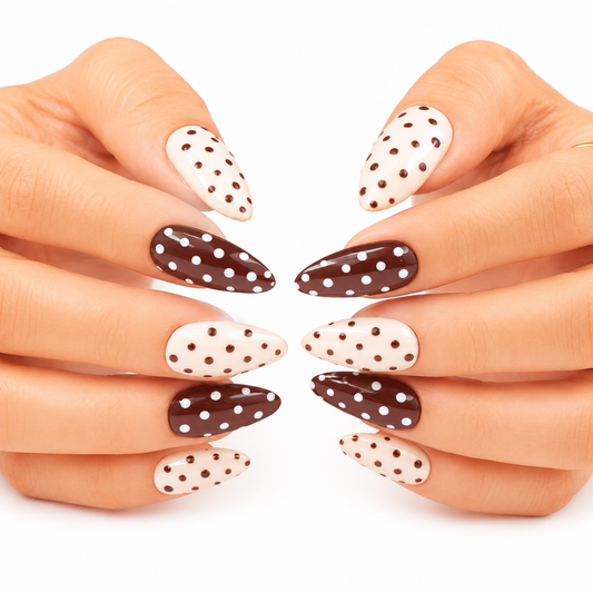 Chocolate Latte Dots Nails