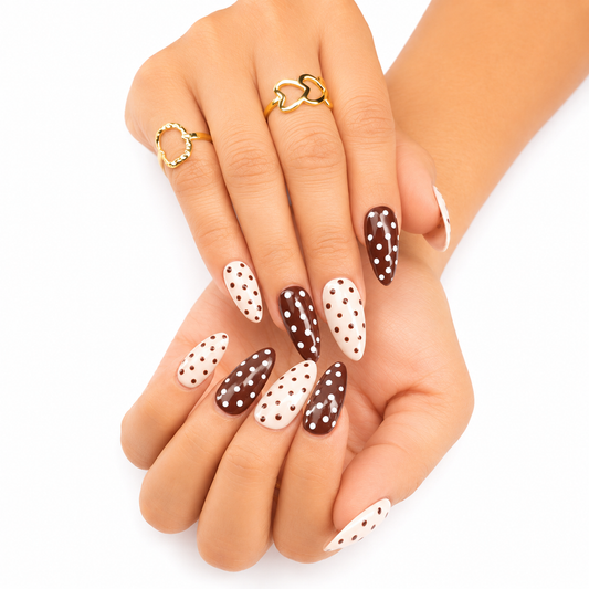 Chocolate Latte Dots Nails