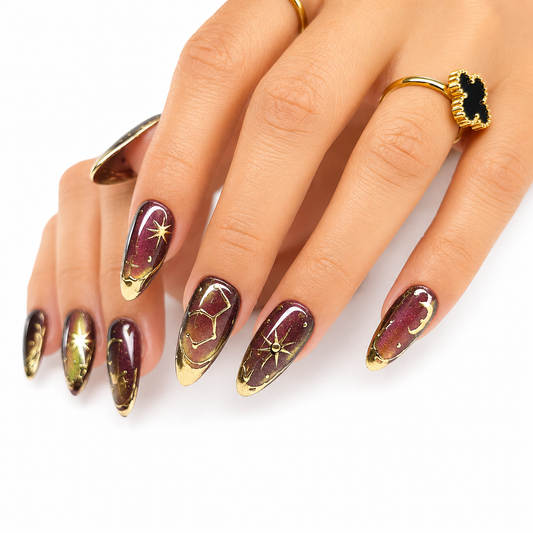 Midnight Cosmos Chrome Nails
