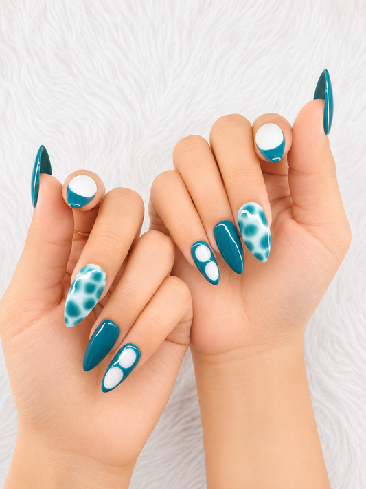 Turquoise Marble Nails