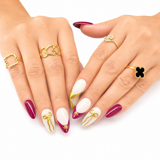Golden Bow Princess Nails