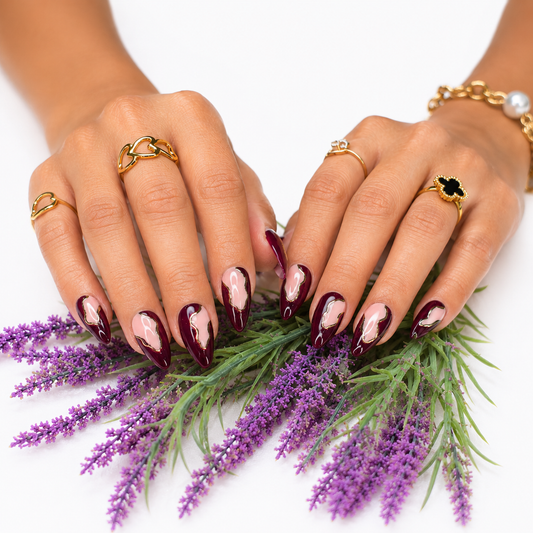 Burgundy Princess Nails