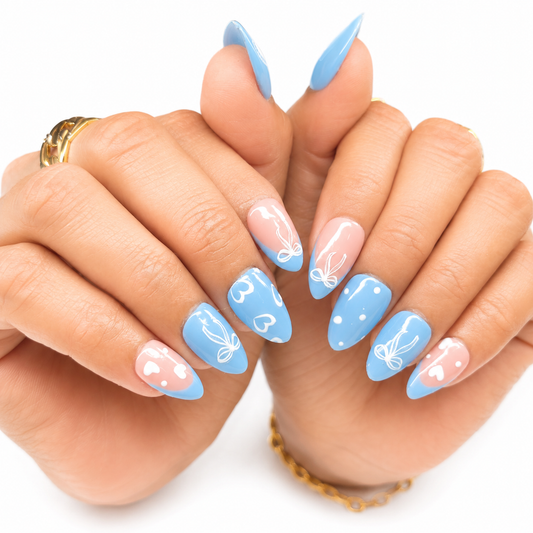 Baby Blue Bows Nails