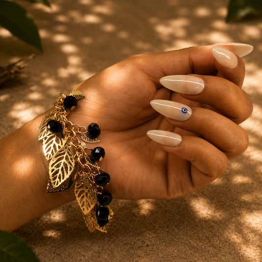 Black Crystal Leaf Bracelet