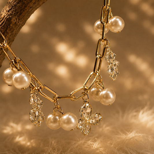 Floral Pearl Charm Chain