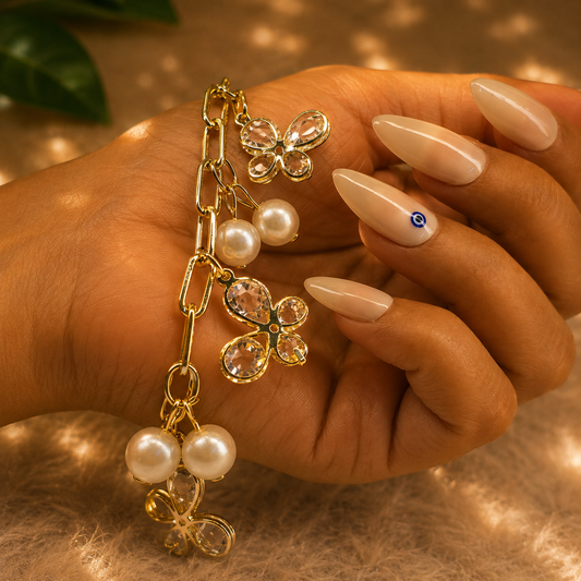 Floral Pearl Charm Chain