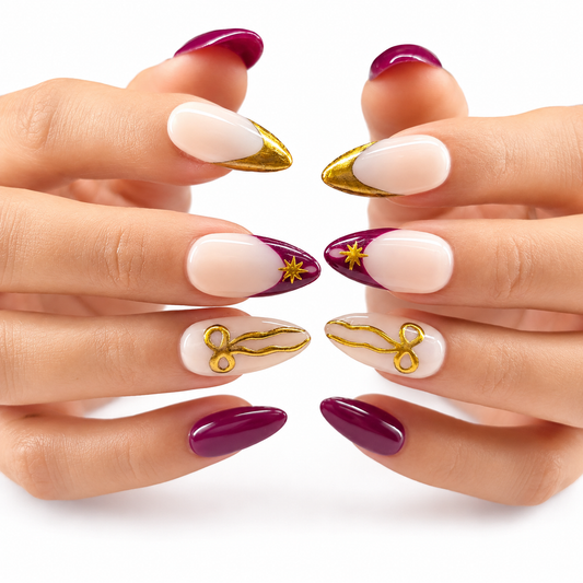 Golden Bow Princess Nails