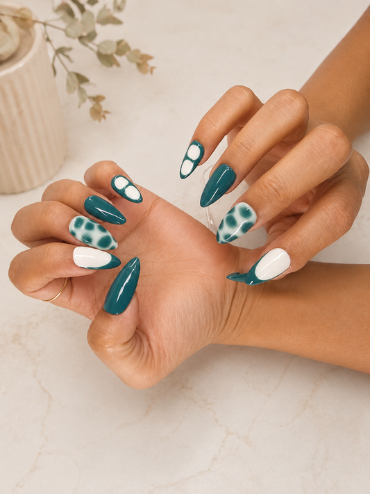 Turquoise Marble Nails