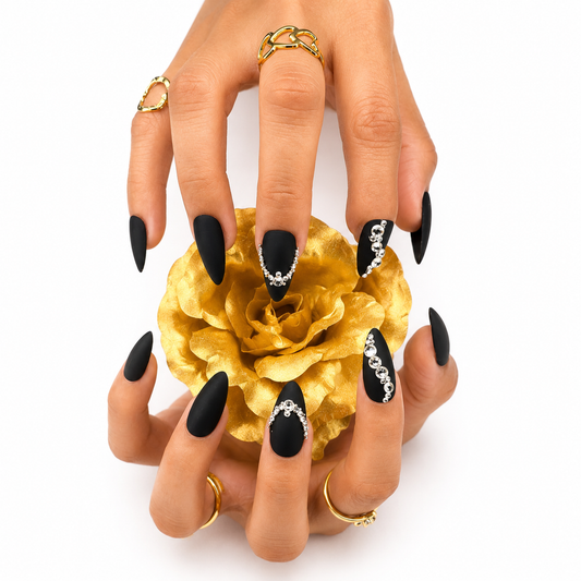 Midnight Glam Stilettos Nails