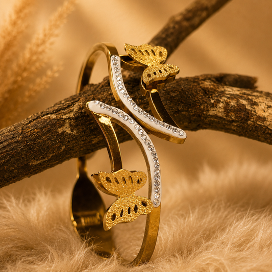 Golden Butterfly Crystal Cuff